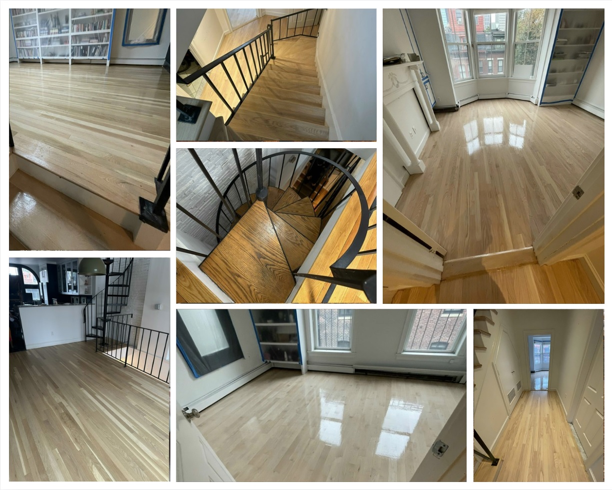 Full-house hardwood floor sanding and refinishing in Boston, MA - Bona water-based eco-friendly finish by American Builder Hardwood Floor