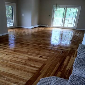 New hardwood floor installation with custom stain in Massachusetts - American Builder Hardwood Floor