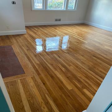 Hardwood floor refinishing in Dedham, MA residence - American Builder Hardwood Floor