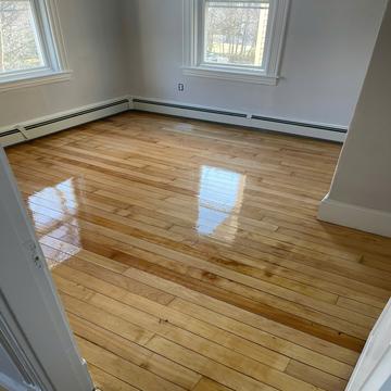 Hardwood floor refinishing with gray stain in South Boston - American Builder Hardwood Floor